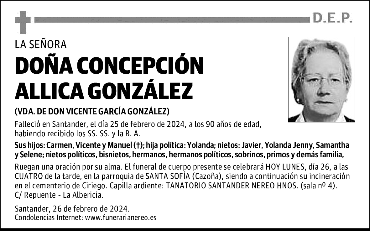 DOÑA CONCEPCIÓN ALLICA GONZÁLEZ