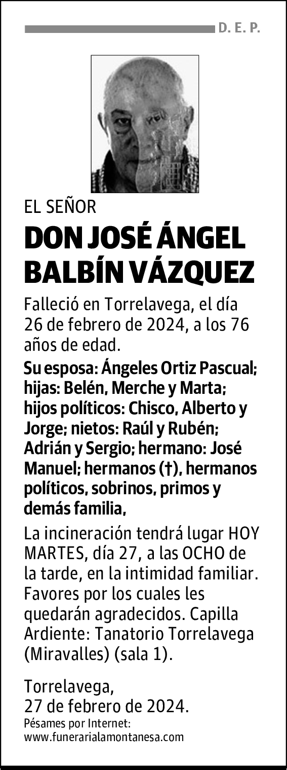 DON JOSÉ ÁNGEL BALBÍN VÁZQUEZ