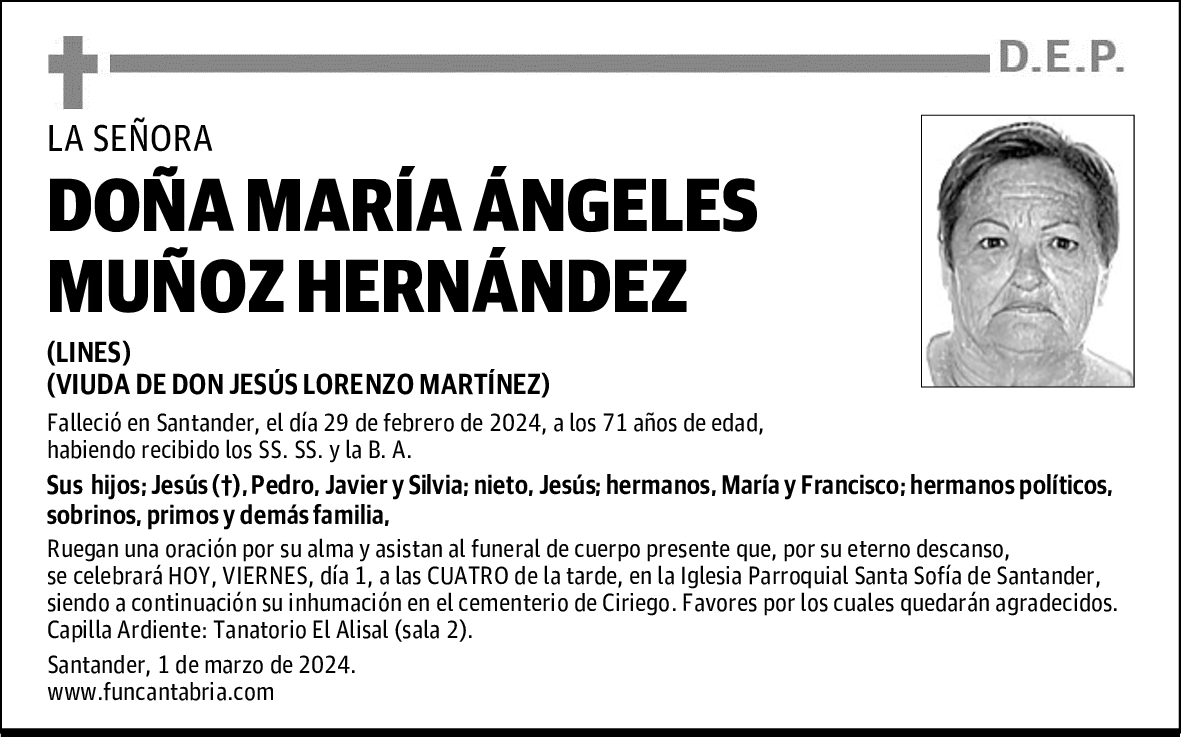 DOÑA MARÍA ÁNGELES MUÑOZ HERNÁNDEZ