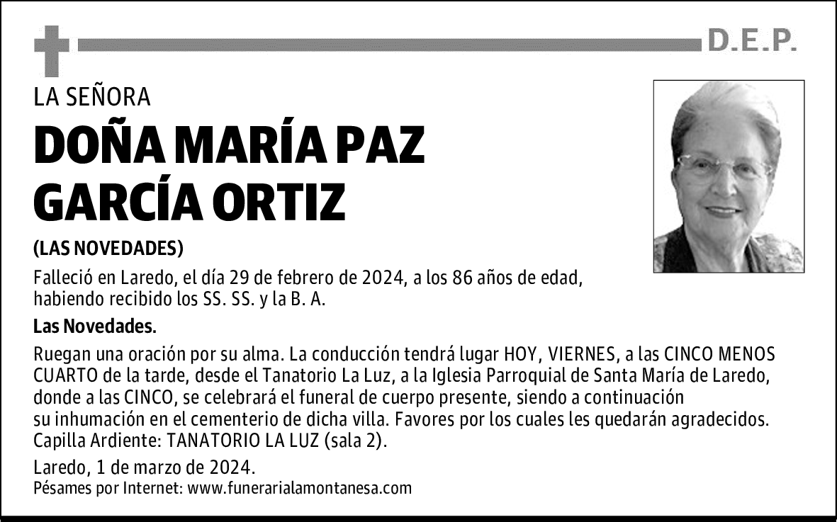 DOÑA MARÍA PAZ GARCÍA ORTIZ