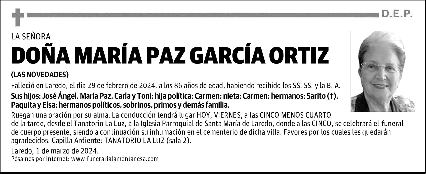 DOÑA MARÍA PAZ GARCÍA ORTIZ