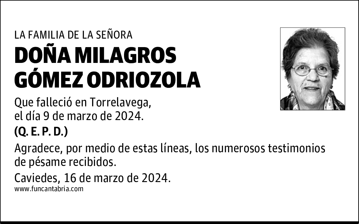 DOÑA MILAGROS GÓMEZ ODRIOZOLA