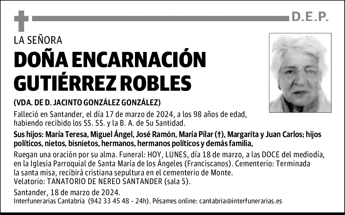 DOÑA ENCARNACIÓN GUTIÉRREZ ROBLES