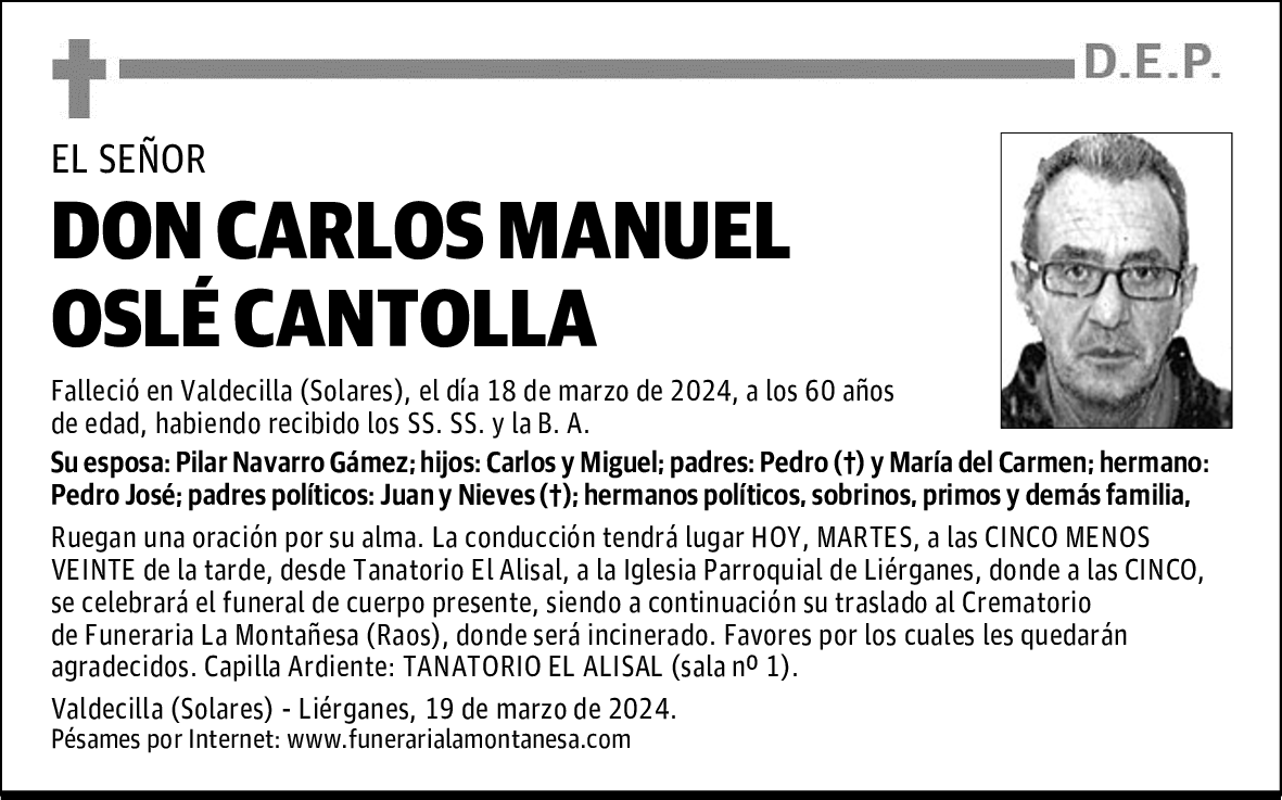 DON CARLOS MANUEL OSLÉ CANTOLLA