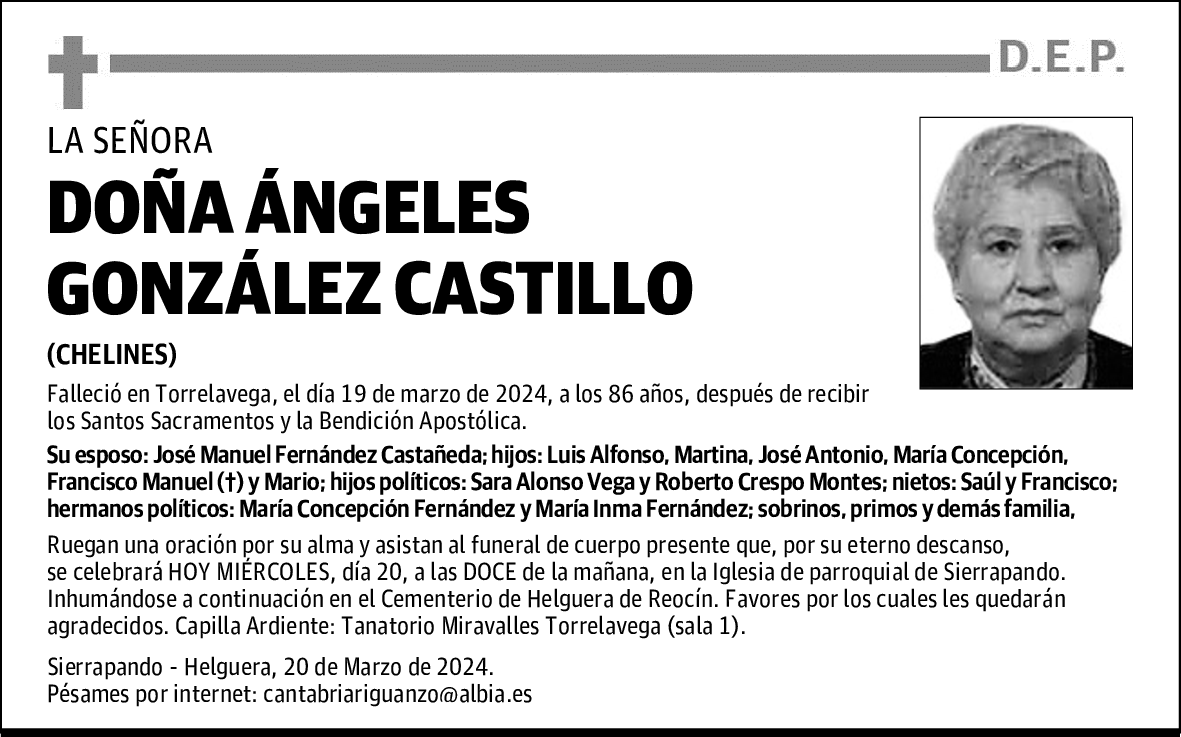 DOÑA ÁNGELES GONZÁLEZ CASTILLO
