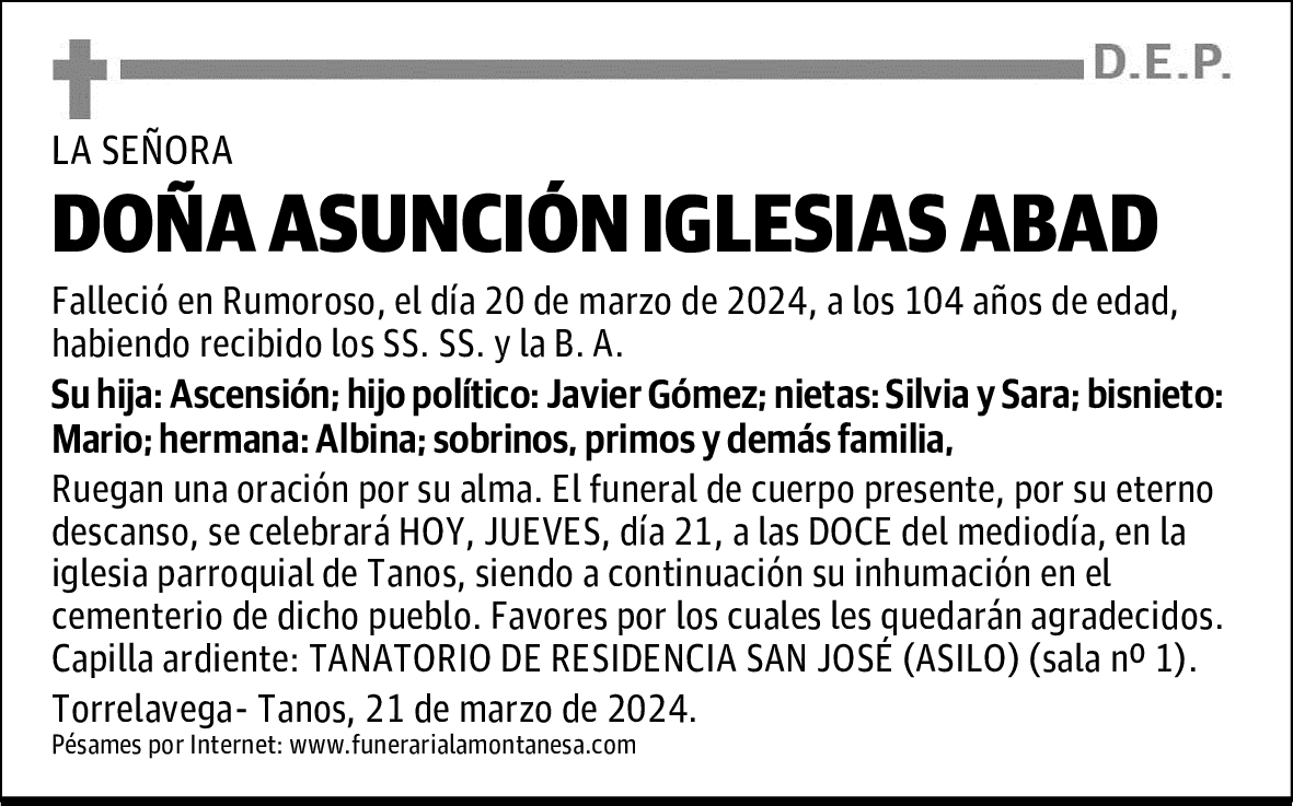 DOÑA ASUNCIÓN IGLESIAS ABAD
