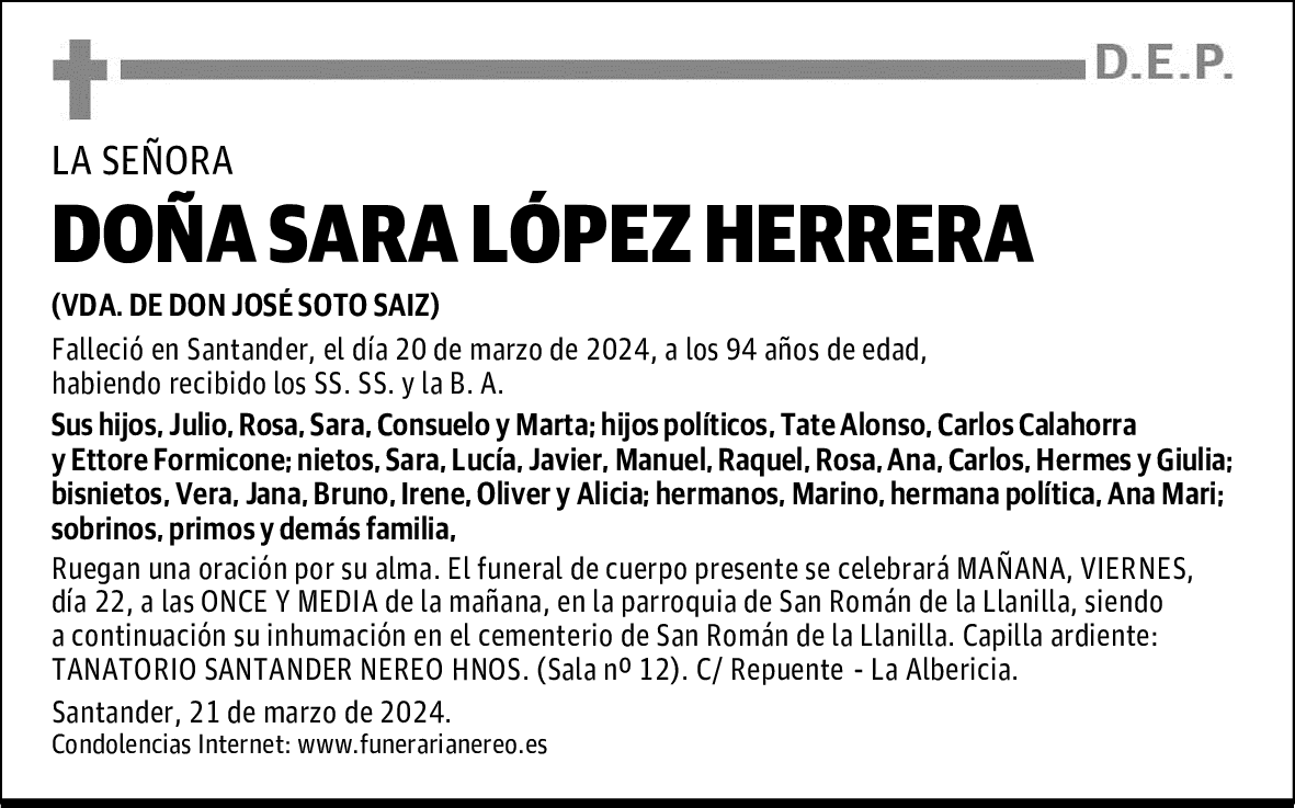 DOÑA SARA LÓPEZ HERRERA