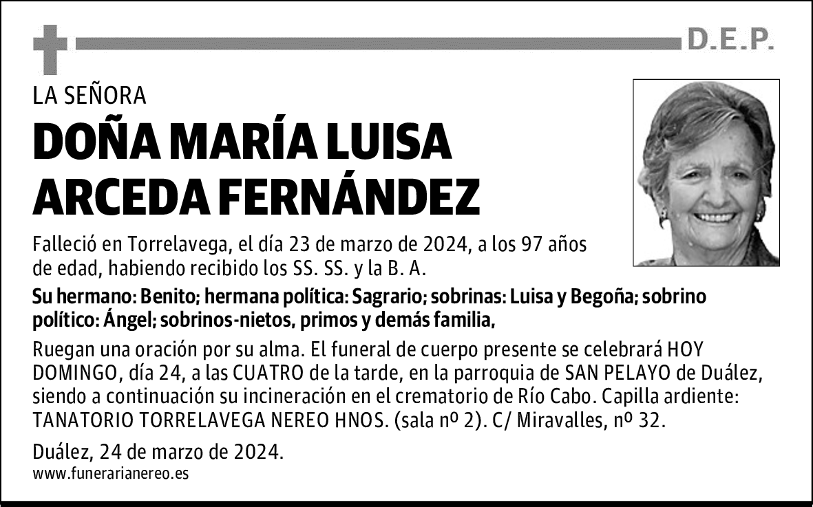 DOÑA MARÍA LUISA ARCEDA FERNÁNDEZ