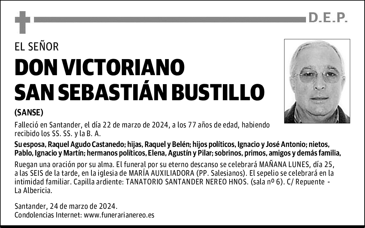 DON VICTORIANO SAN SEBASTIÁN BUSTILLO