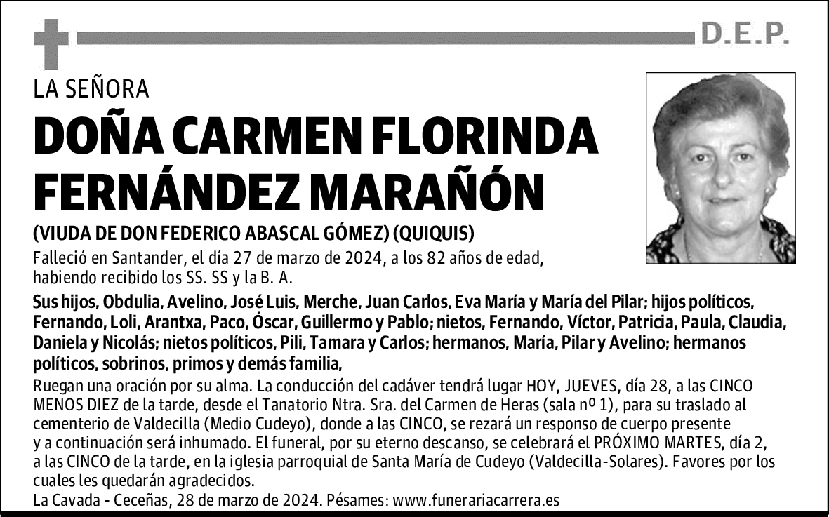 DOÑA CARMEN FLORINDA FERNÁNDEZ MARAÑÓN