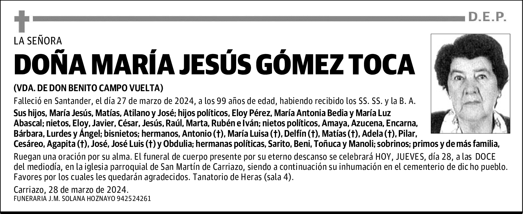 DOÑA MARÍA JESÚS GÓMEZ TOCA