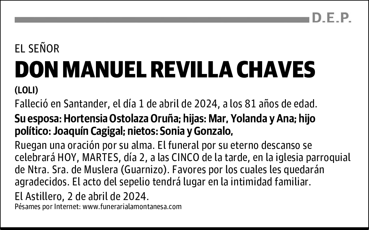 DON MANUEL REVILLA CHAVES
