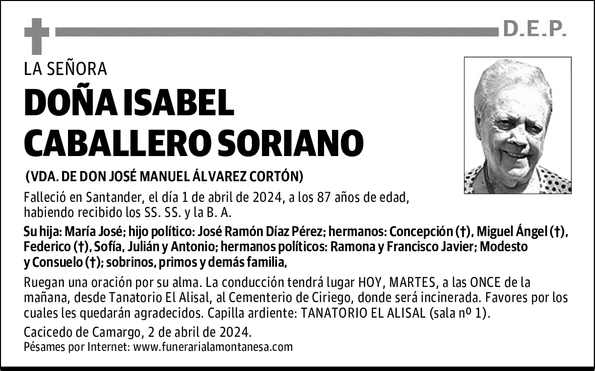 DOÑA ISABEL CABALLERO SORIANO