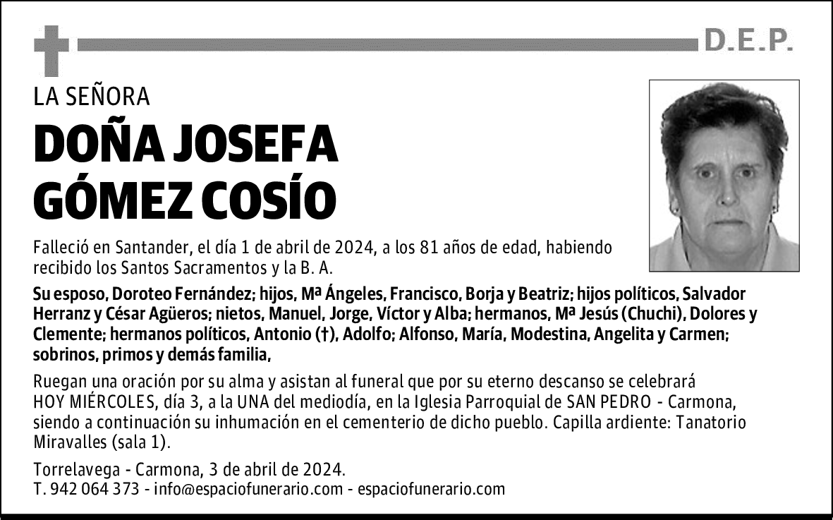 DOÑA JOSEFA GÓMEZ COSÍO