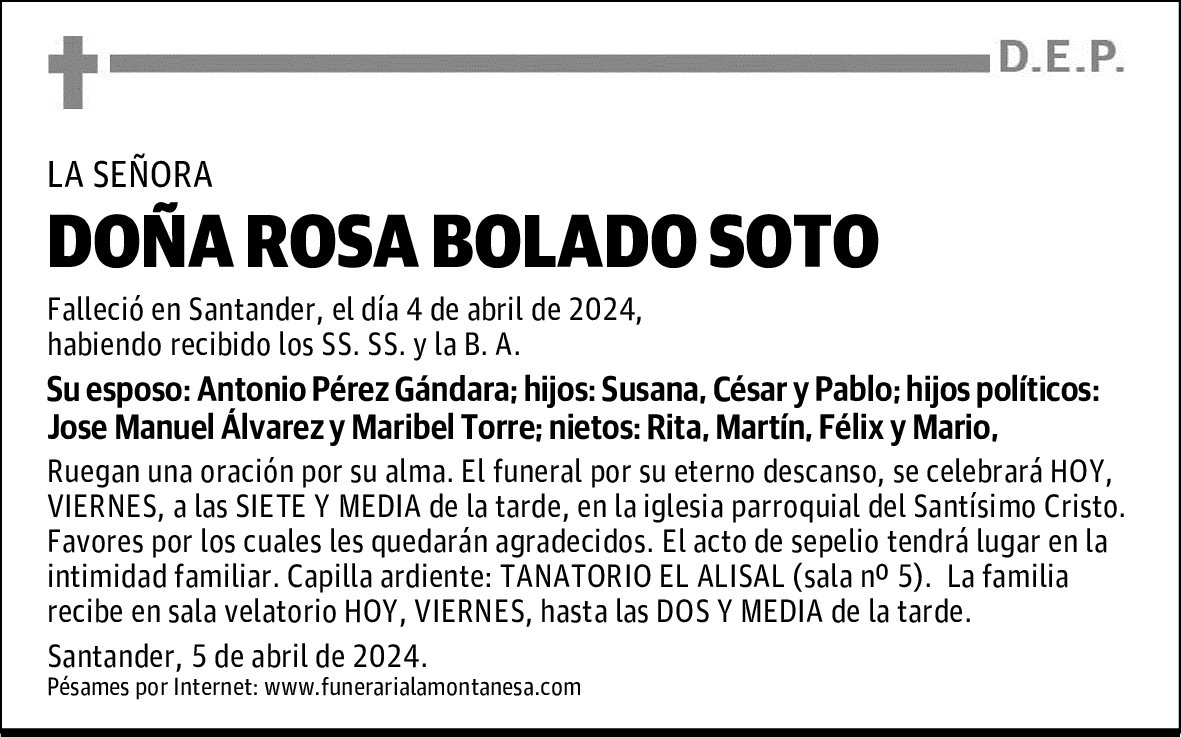 DOÑA ROSA BOLADO SOTO