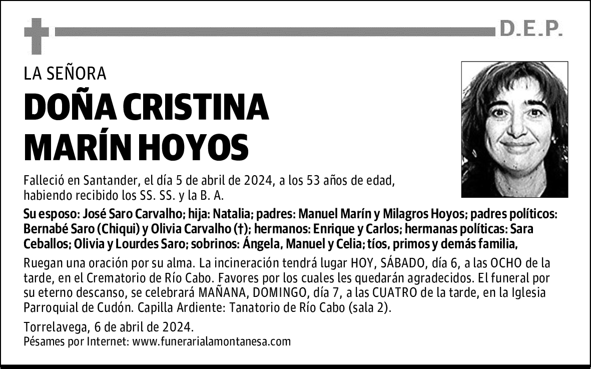 DOÑA CRISTINA MARÍN HOYOS