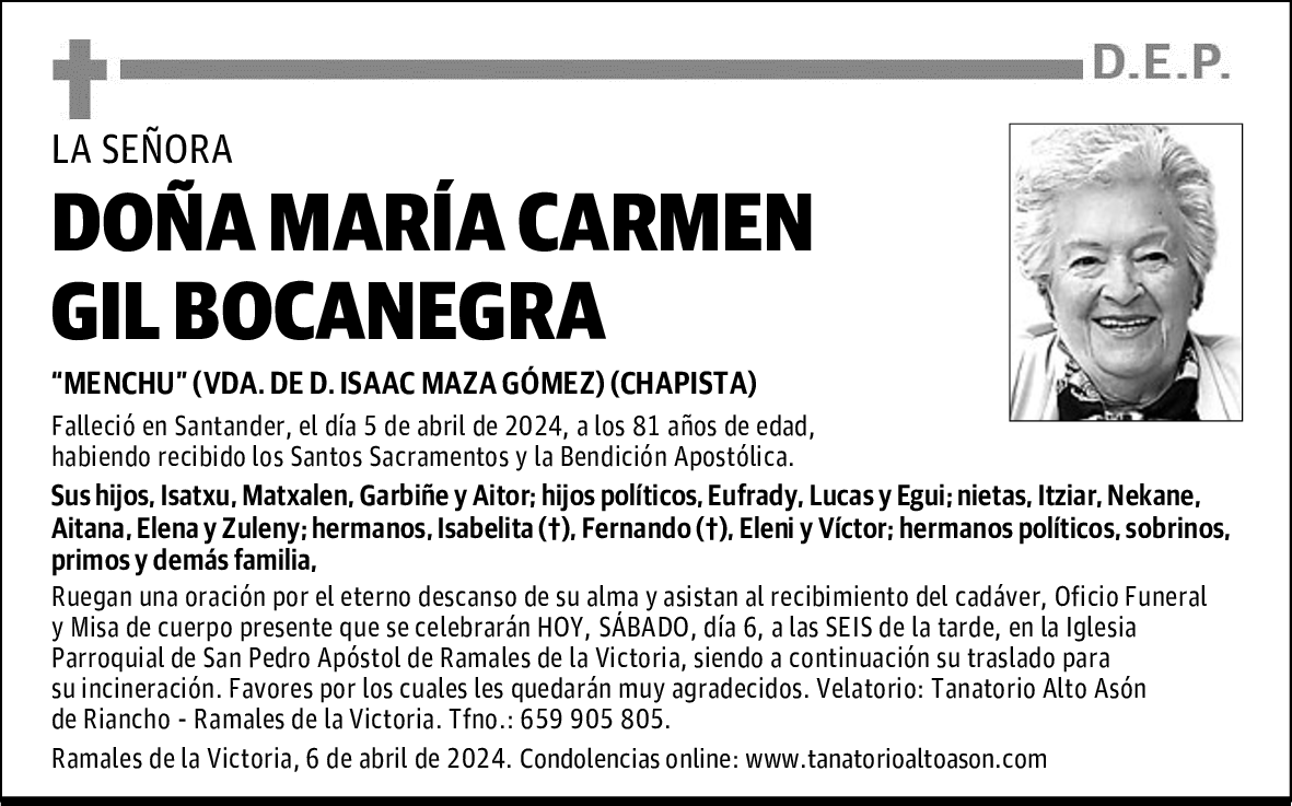 DOÑA MARÍA CARMEN GIL BOCANEGRA