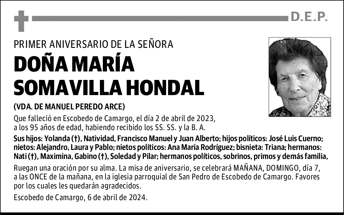 DOÑA MARÍA SOMAVILLA HONDAL