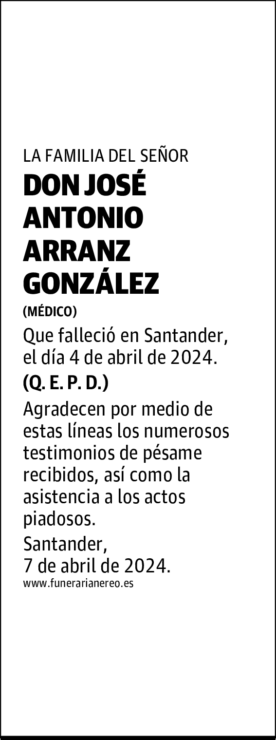 DON JOSÉ ANTONIO ARRANZ GONZÁLEZ
