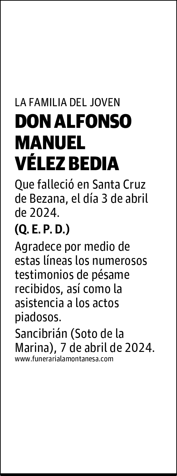 DON ALFONSO MANUEL VÉLEZ BEDIA
