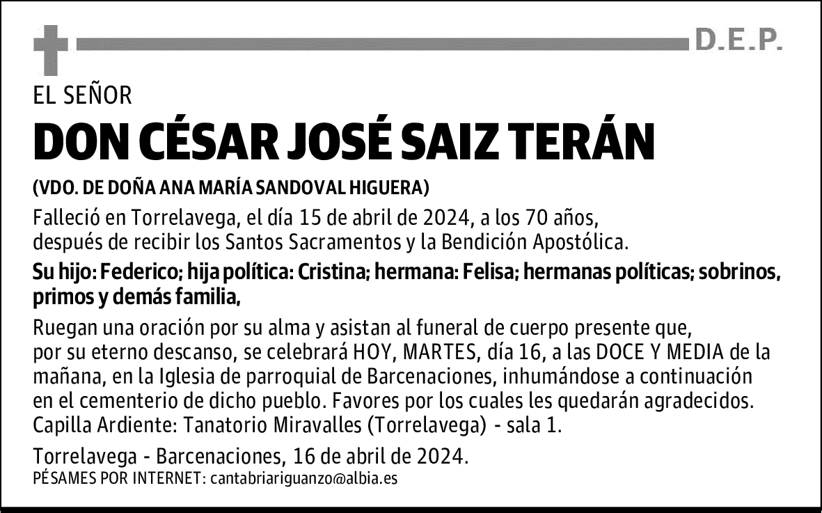 DON CÉSAR JOSÉ SAIZ TERÁN
