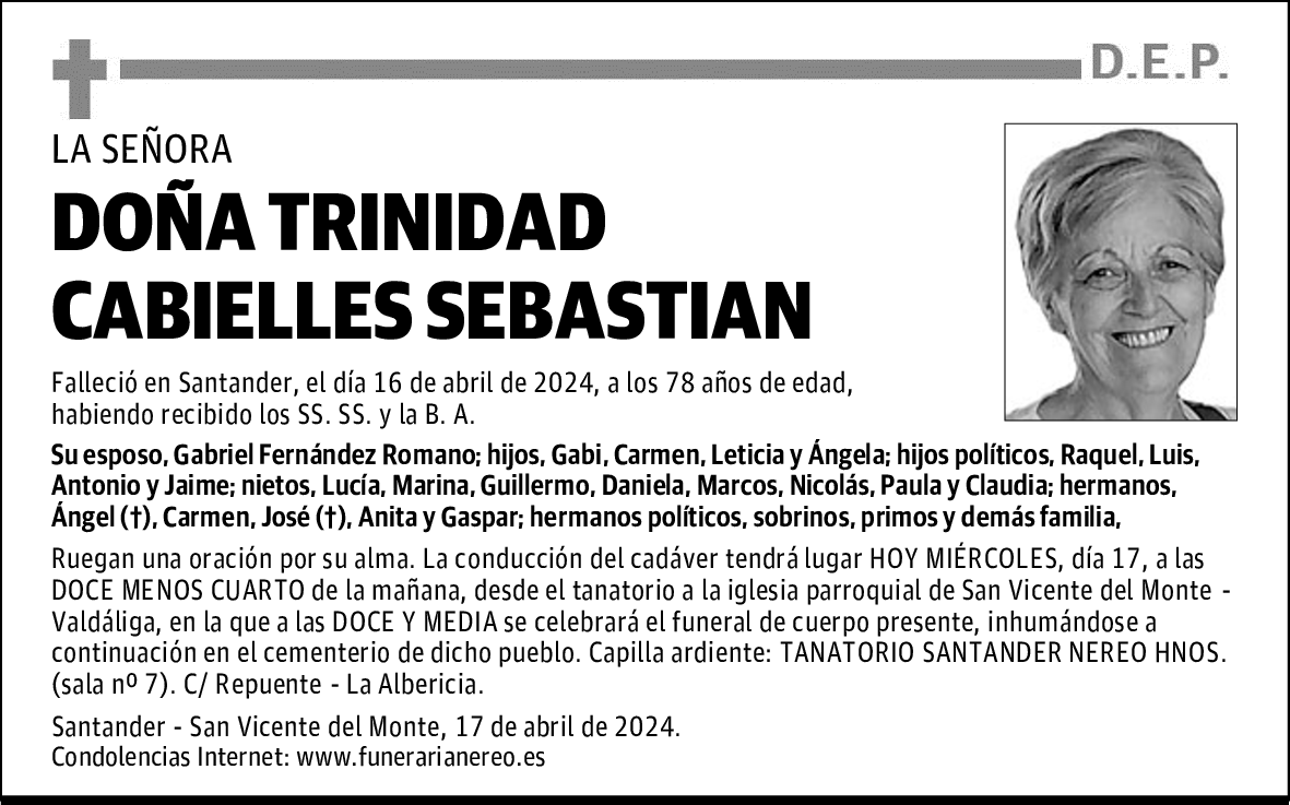 DOÑA TRINIDAD CABIELLES SEBASTIÁN