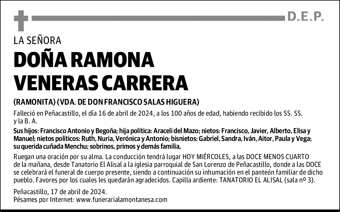 DOÑA RAMONA VENERAS CARRERA