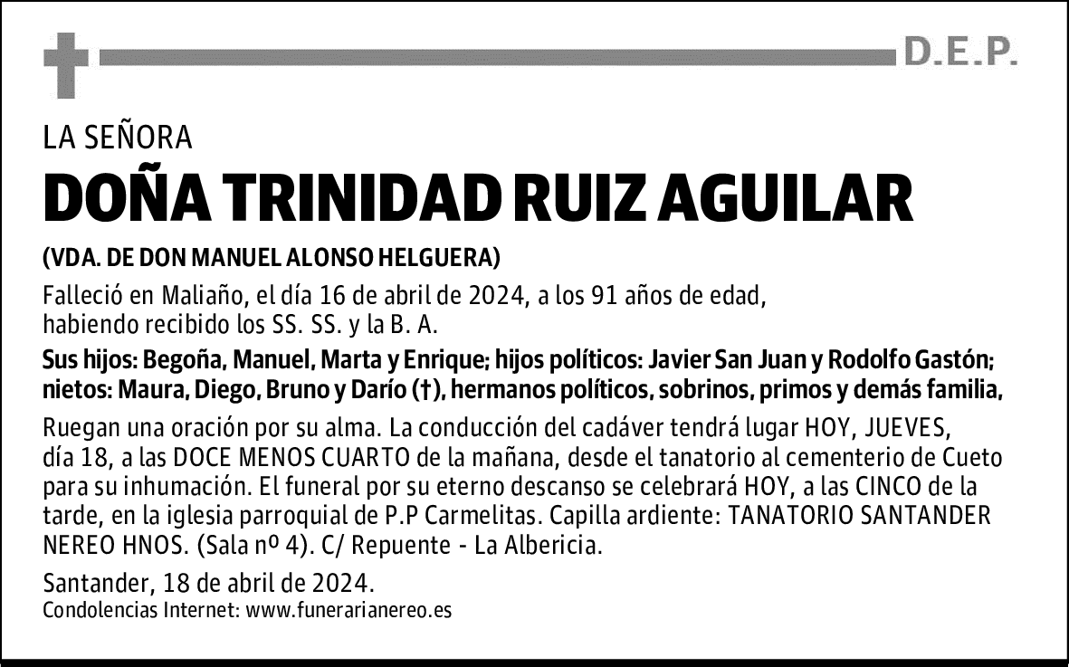 DOÑA TRINIDAD RUIZ AGUILAR