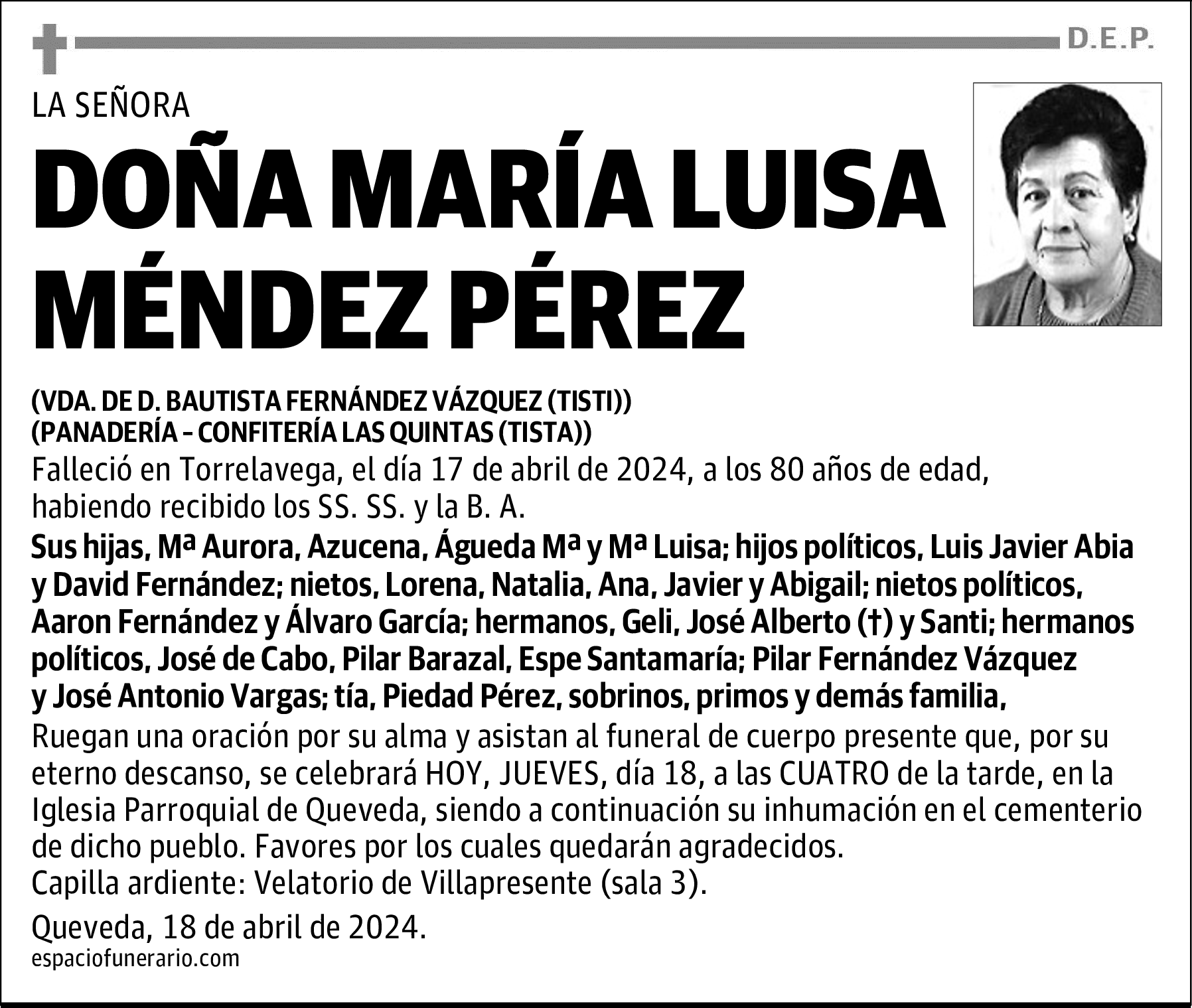 DOÑA MARÍA LUISA MÉNDEZ PÉREZ