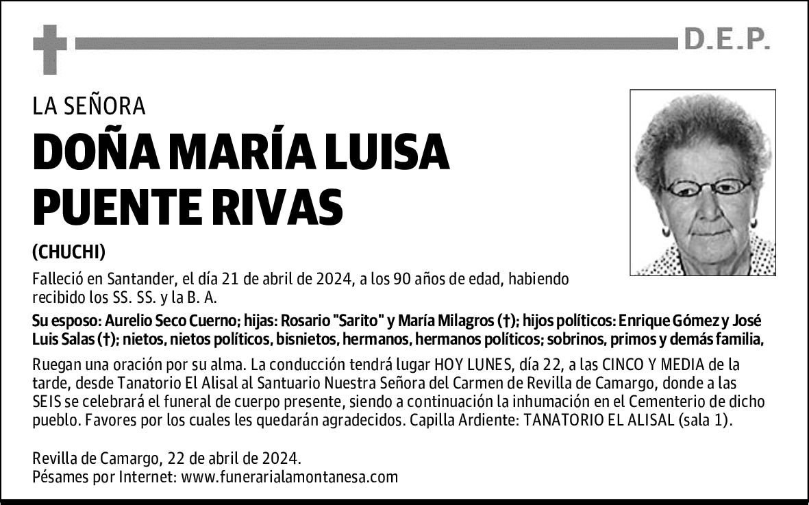 DOÑA MARÍA LUISA PUENTE RIVAS