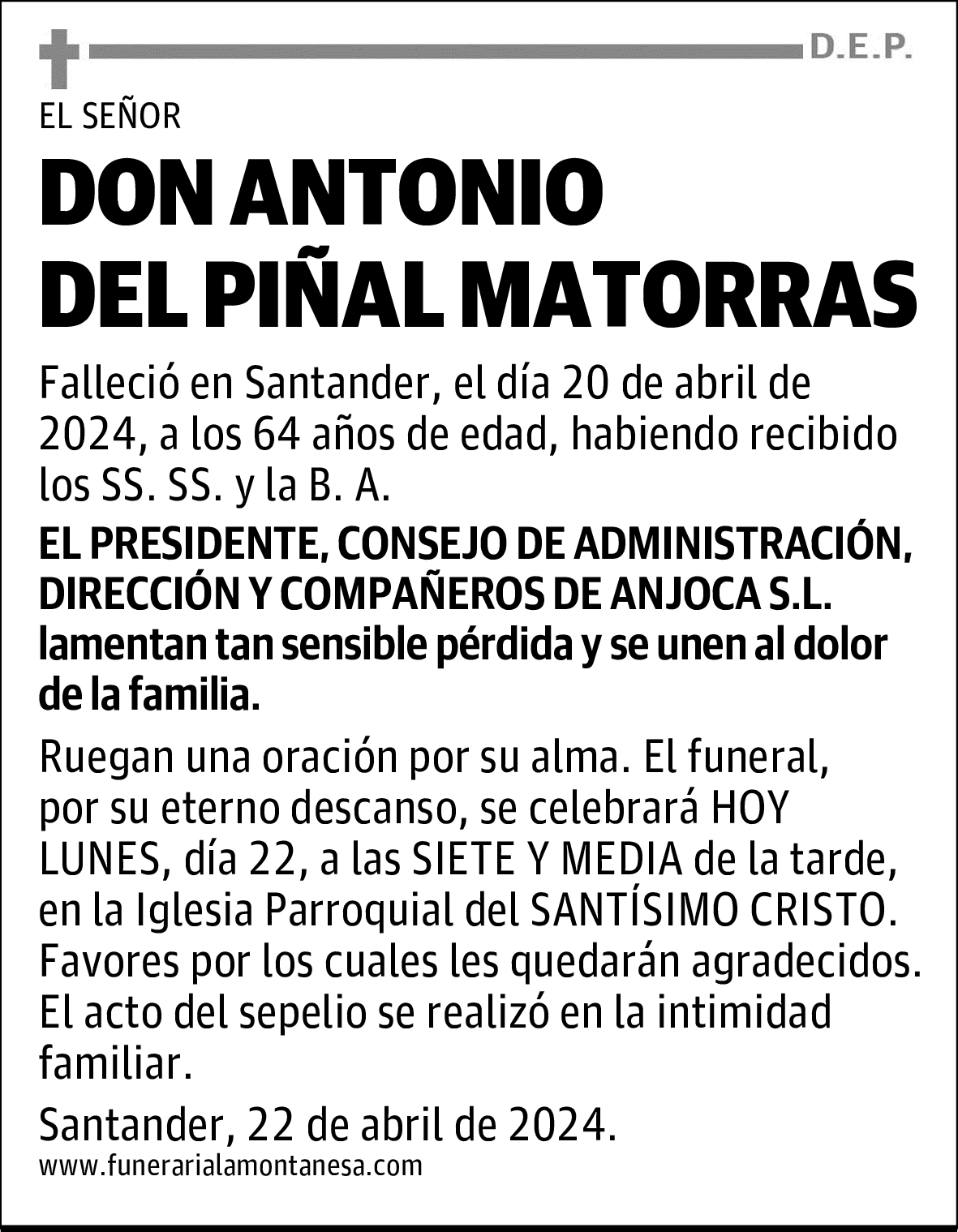 DON ANTONIO DEL PIÑAL MATORRAS