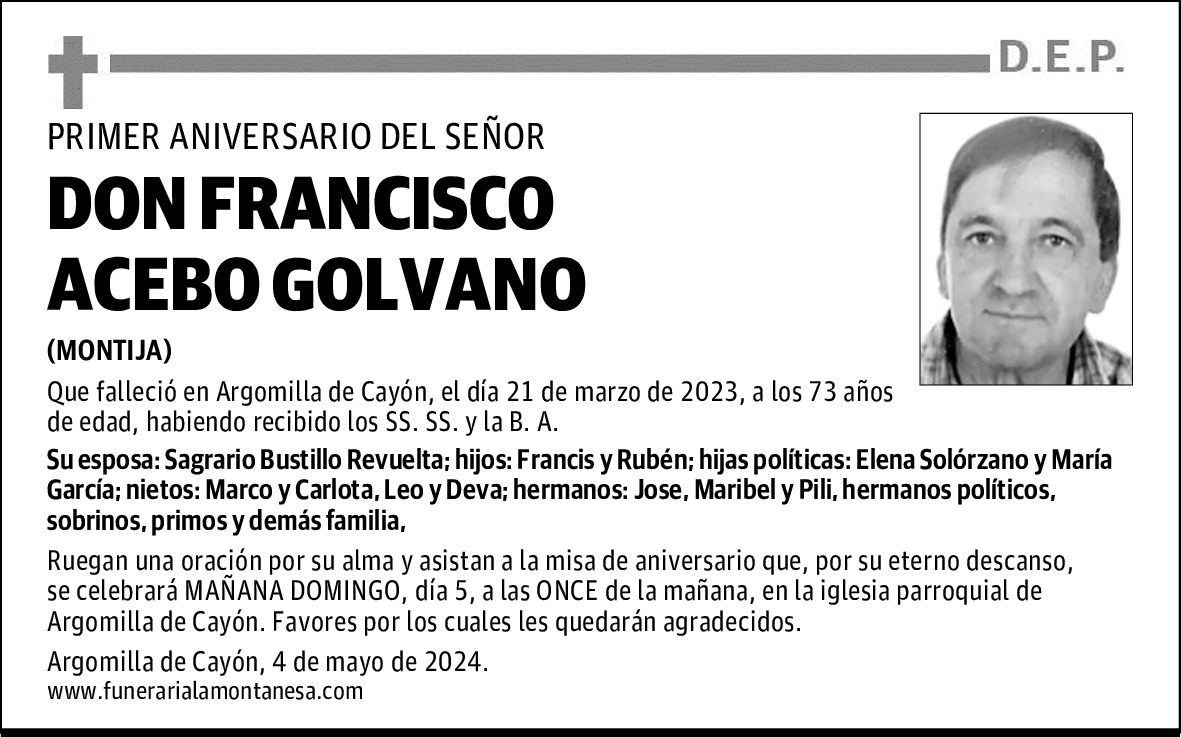 DON FRANCISCO ACEBO GOLVANO