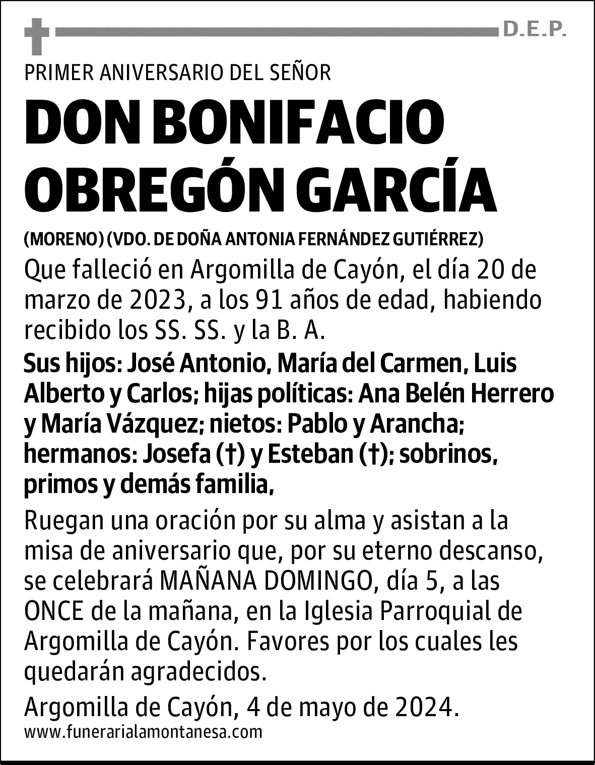 DON BONIFACIO OBREGÓN GARCÍA