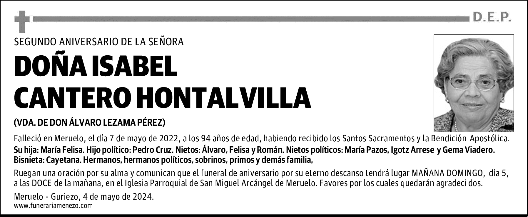 DOÑA ISABEL CANTERO HONTALVILLA