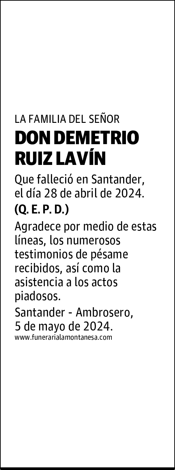 DON DEMETRIO RUIZ LAVÍN