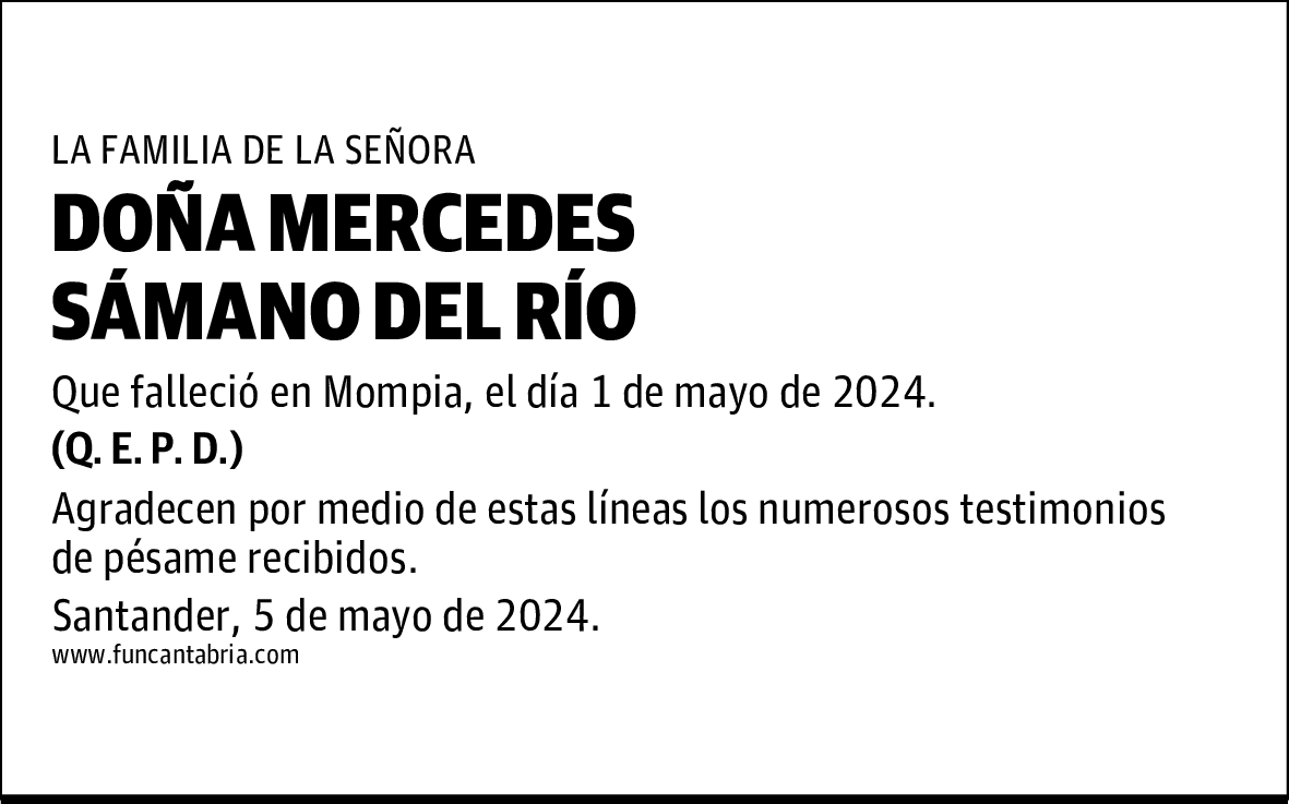 DOÑA MERCEDES SÁMANO DEL RÍO