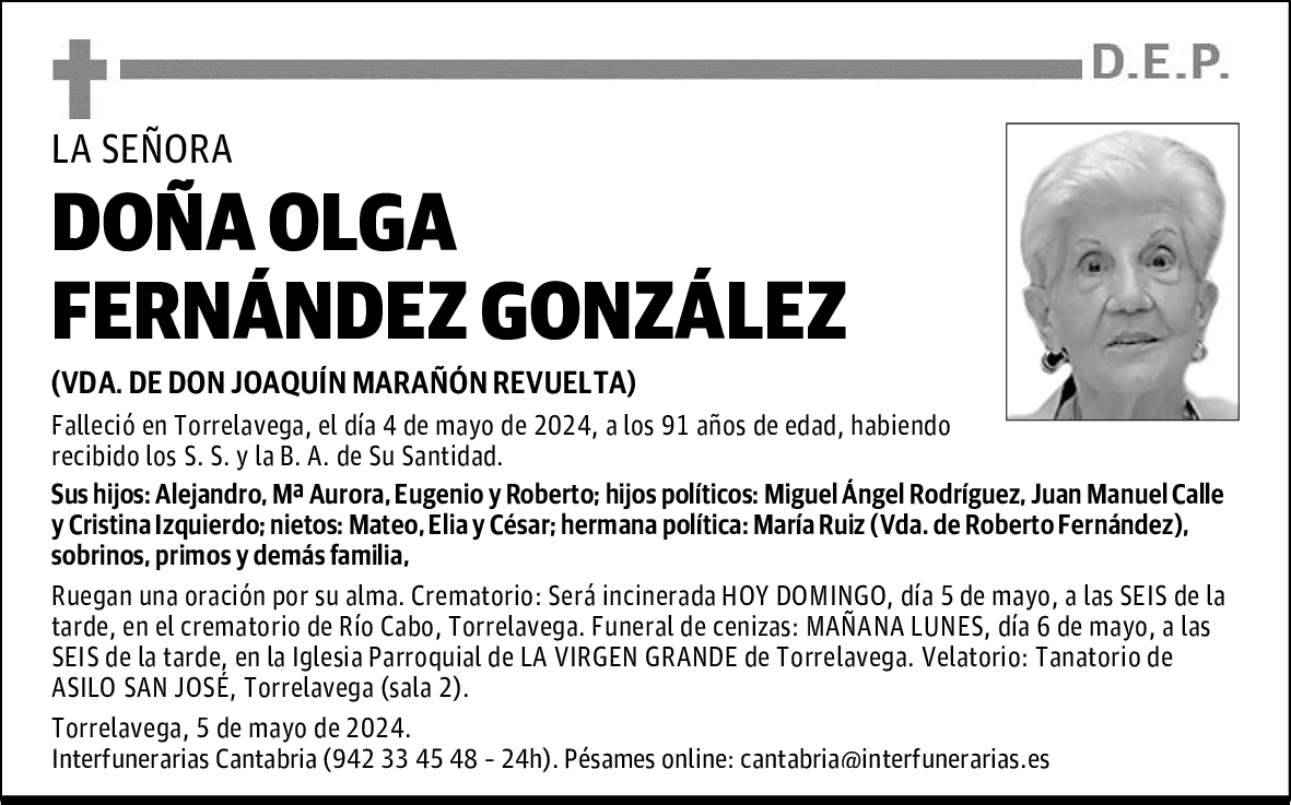 DOÑA OLGA FERNÁNDEZ GONZÁLEZ