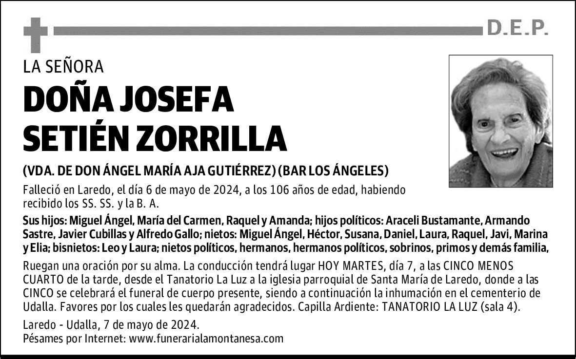 DOÑA JOSEFA SETIÉN ZORRILLA