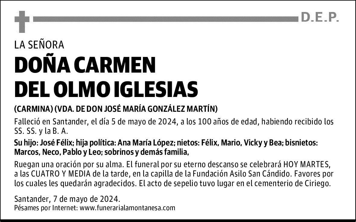 DOÑA CARMEN DEL OLMO IGLESIAS