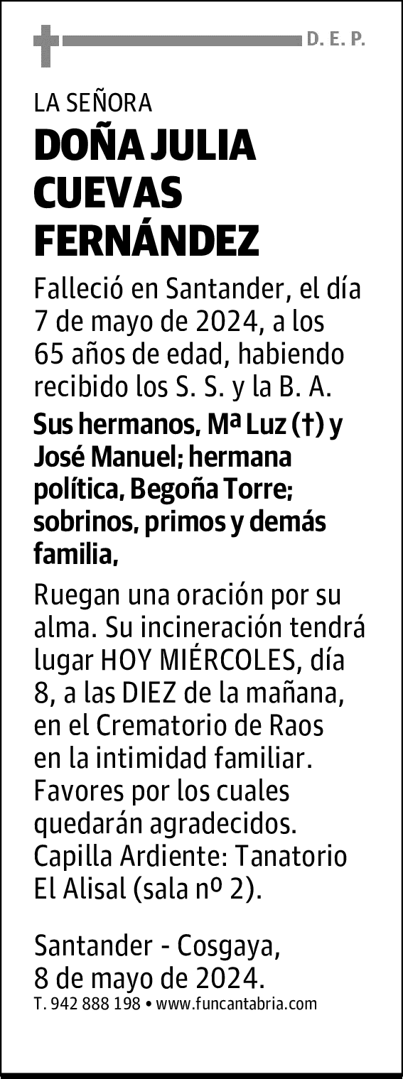 DOÑA JULIA CUEVAS FERNÁNDEZ