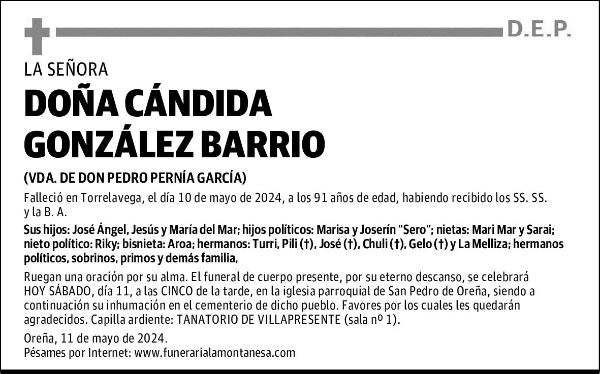 DOÑA CÁNDIDA GONZÁLEZ BARRIO