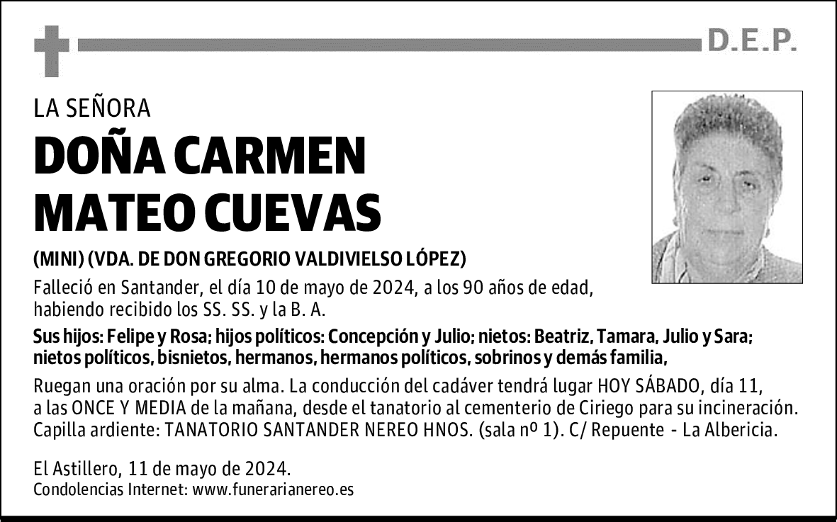 DOÑA CARMEN MATEO CUEVAS