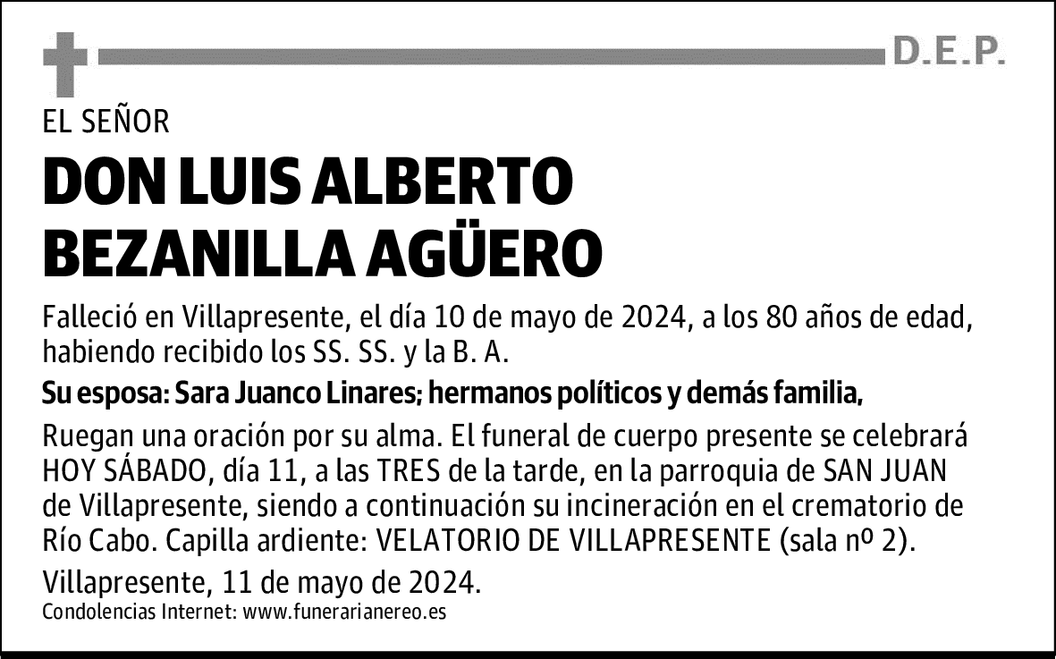 DON LUIS ALBERTO BEZANILLA AGÜERO