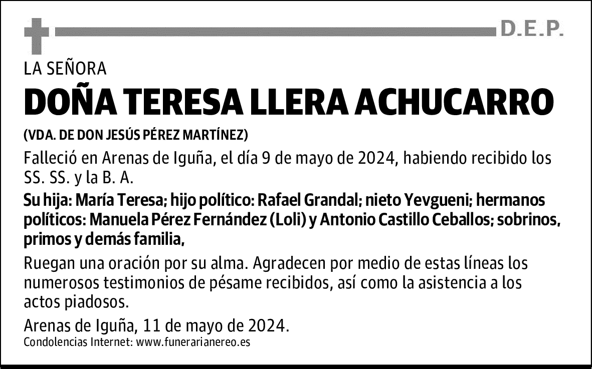 DOÑA TERESA LLERA ACHUCARRO