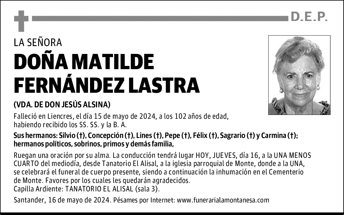 DOÑA MATILDE FERNÁNDEZ LASTRA