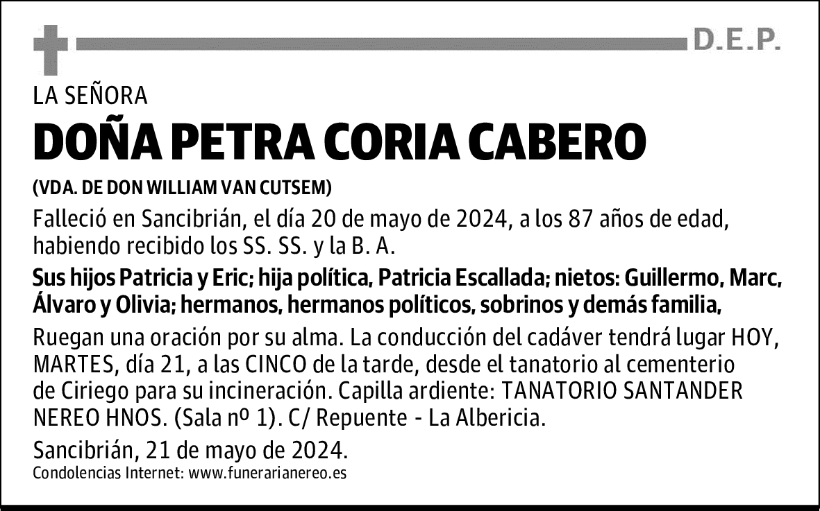 DOÑA PETRA CORIA CABERO