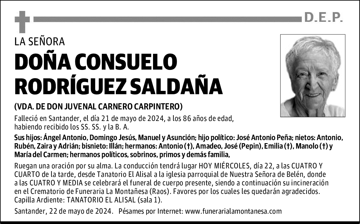 DOÑA CONSUELO RODRÍGUEZ SALDAÑA