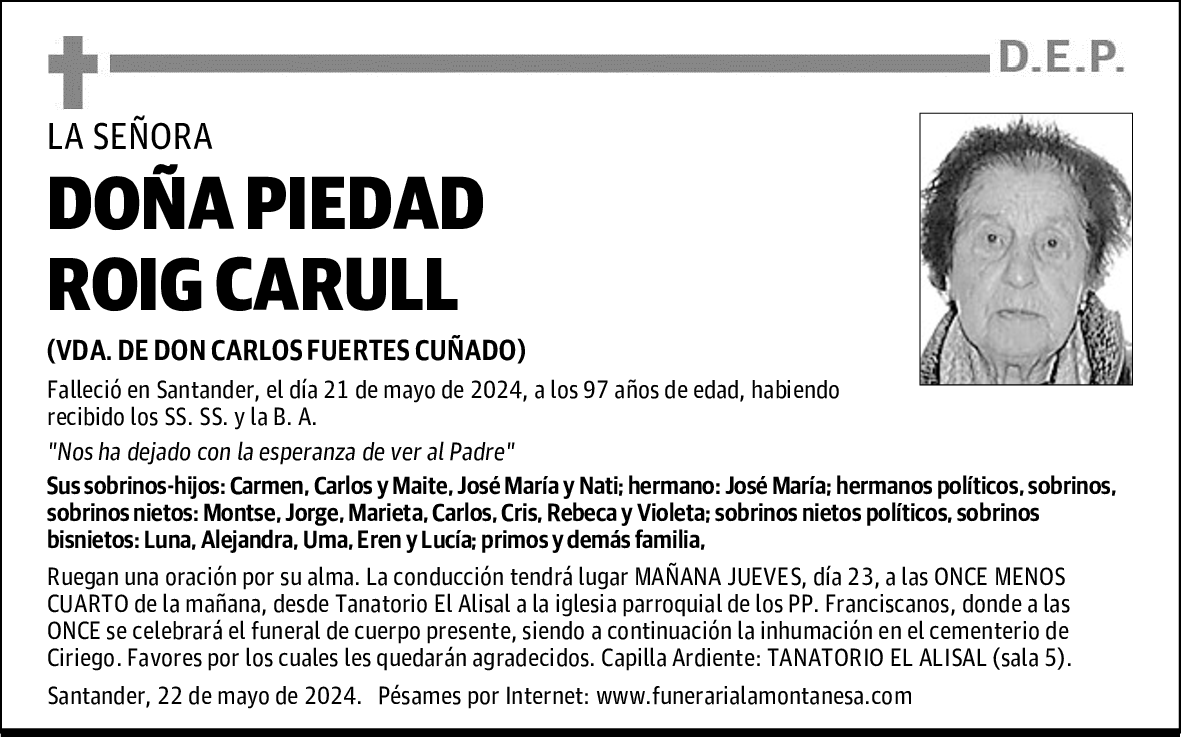 DOÑA PIEDAD ROIG CARULL