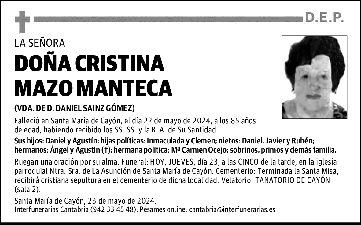 DOÑA CRISTINA MAZO MANTECA