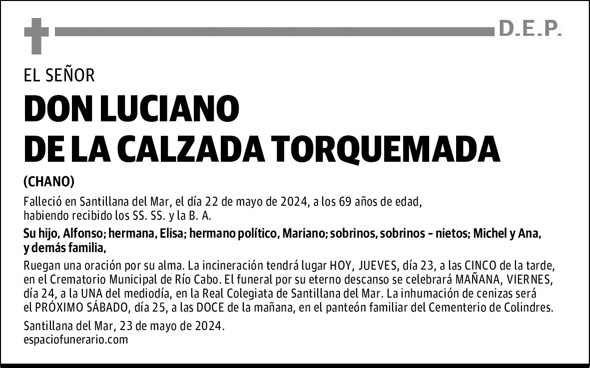 DON LUCIANO DE LA CALZADA TORQUEMADA